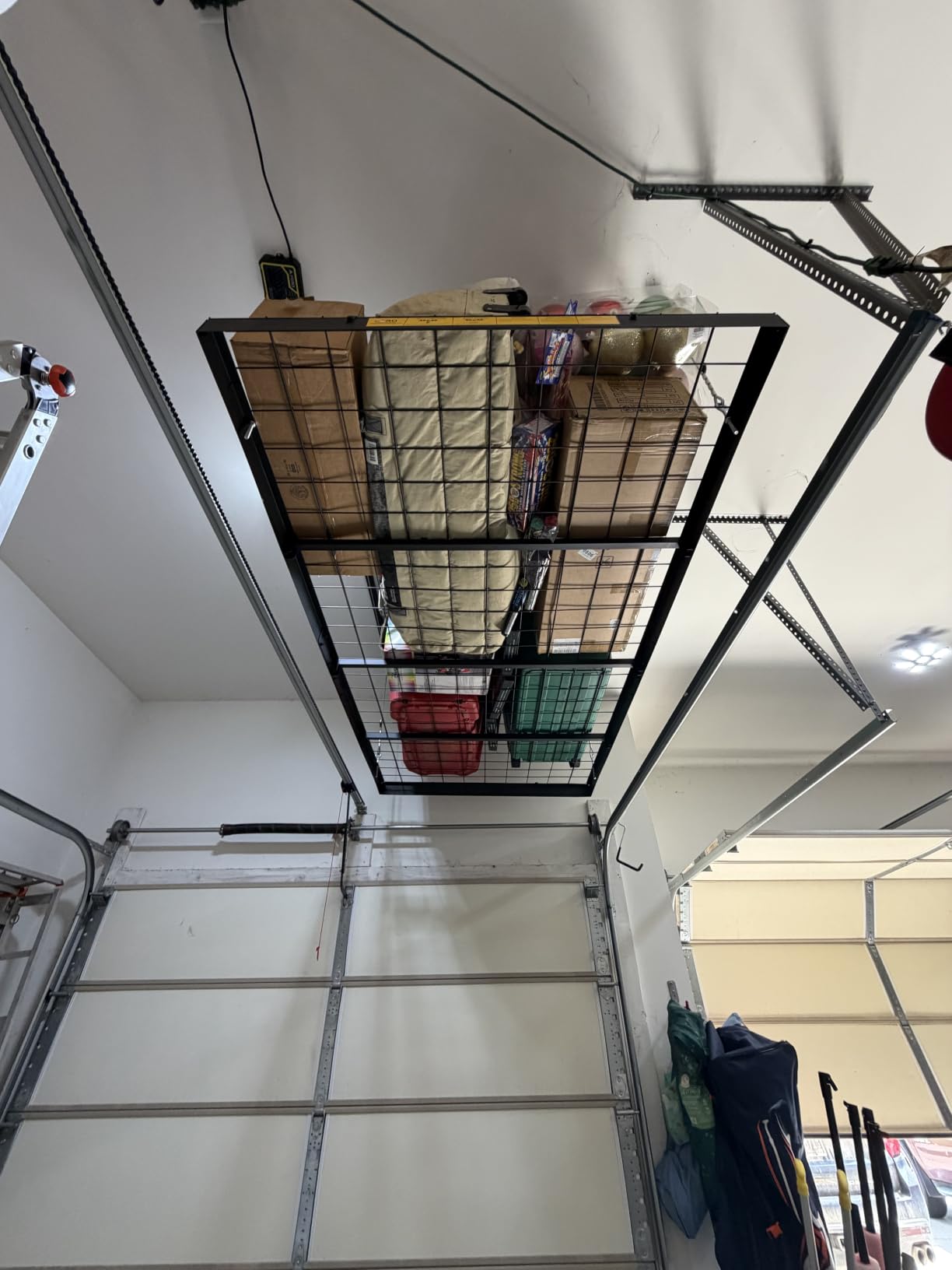 FERO Motorized Overhead Garage Storage Rack with Remote Control, Heavy-Duty Ceiling Mounted Organizer, 4x8 FT Ceiling Storage Lift System, Space-Saving Hanging Garage Shelves, 325 LBS Capacity customer photo 1