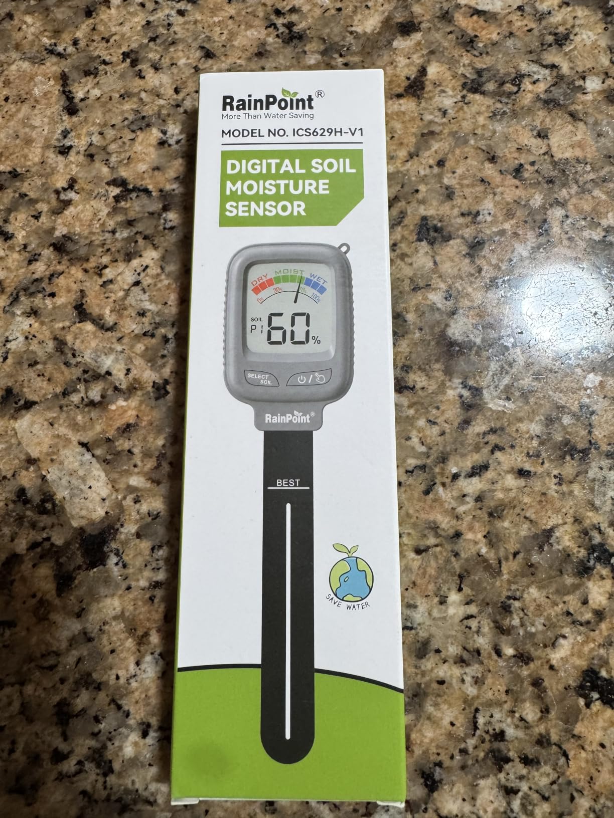 RAINPOINT Large Display Digital Soil Moisture Meter for Houseplants Indoor | Easy-Read Leave-in Color-Coded Gauge Sensor Potted Flower, Capacitive Probe, Kitchen Herb Garden Windowsill customer photo 2