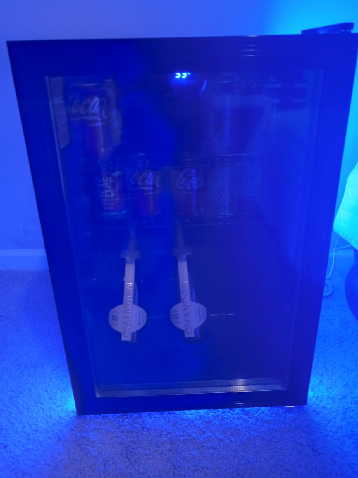 3.1 Cuft Beverage Fridge, 128 Can Mini Fridge, Glass Door, 35–65°F, Black customer photo 1