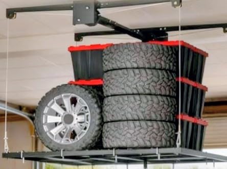 Garvee Overhead Garage Lifting Storage Rack, Ceiling Rack System, 4x8 ft customer photo 2