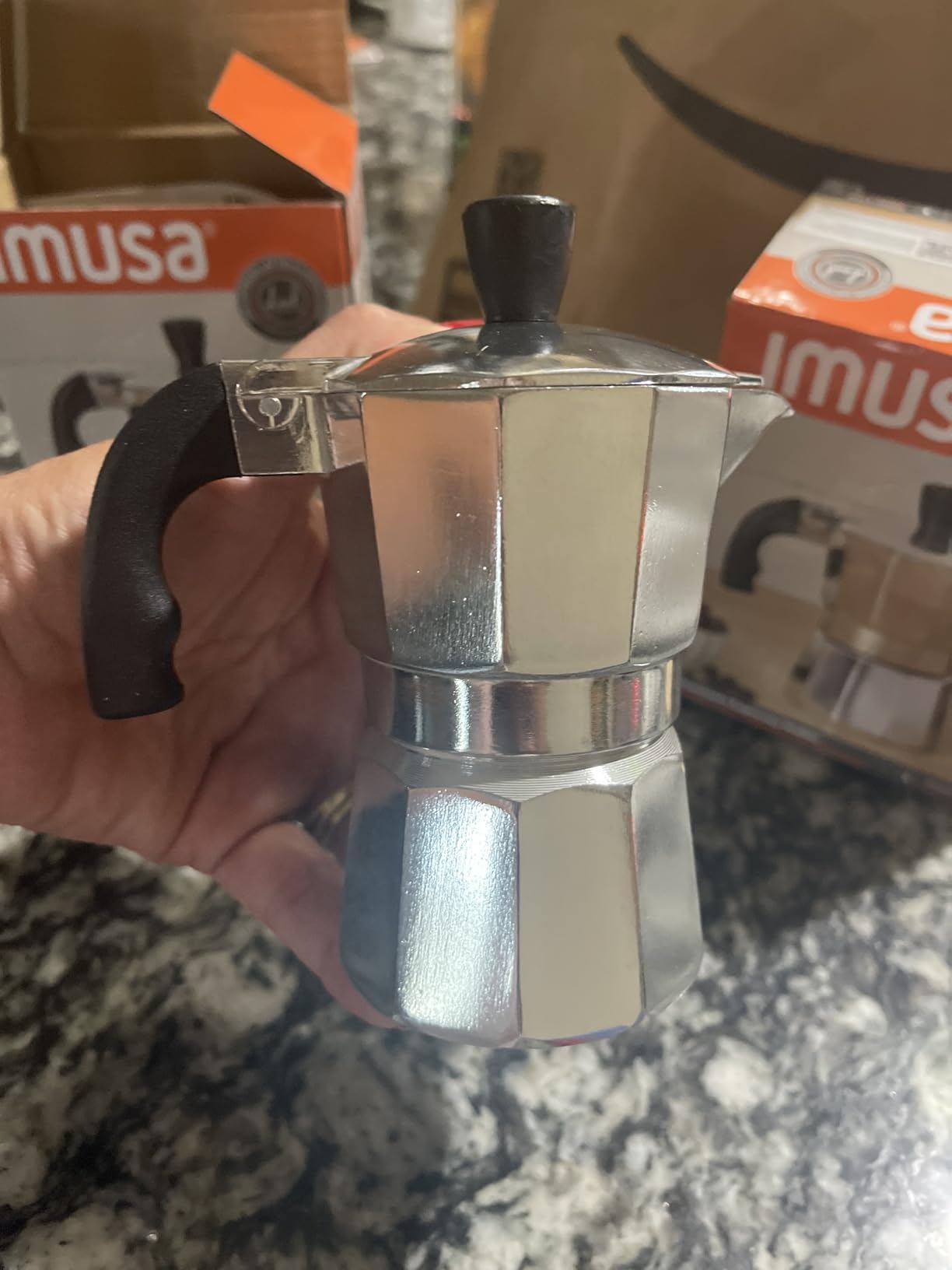 IMUSA USA B120-41V Aluminum Espresso Stovetop Coffeemaker 1-cup, Silver customer photo 2