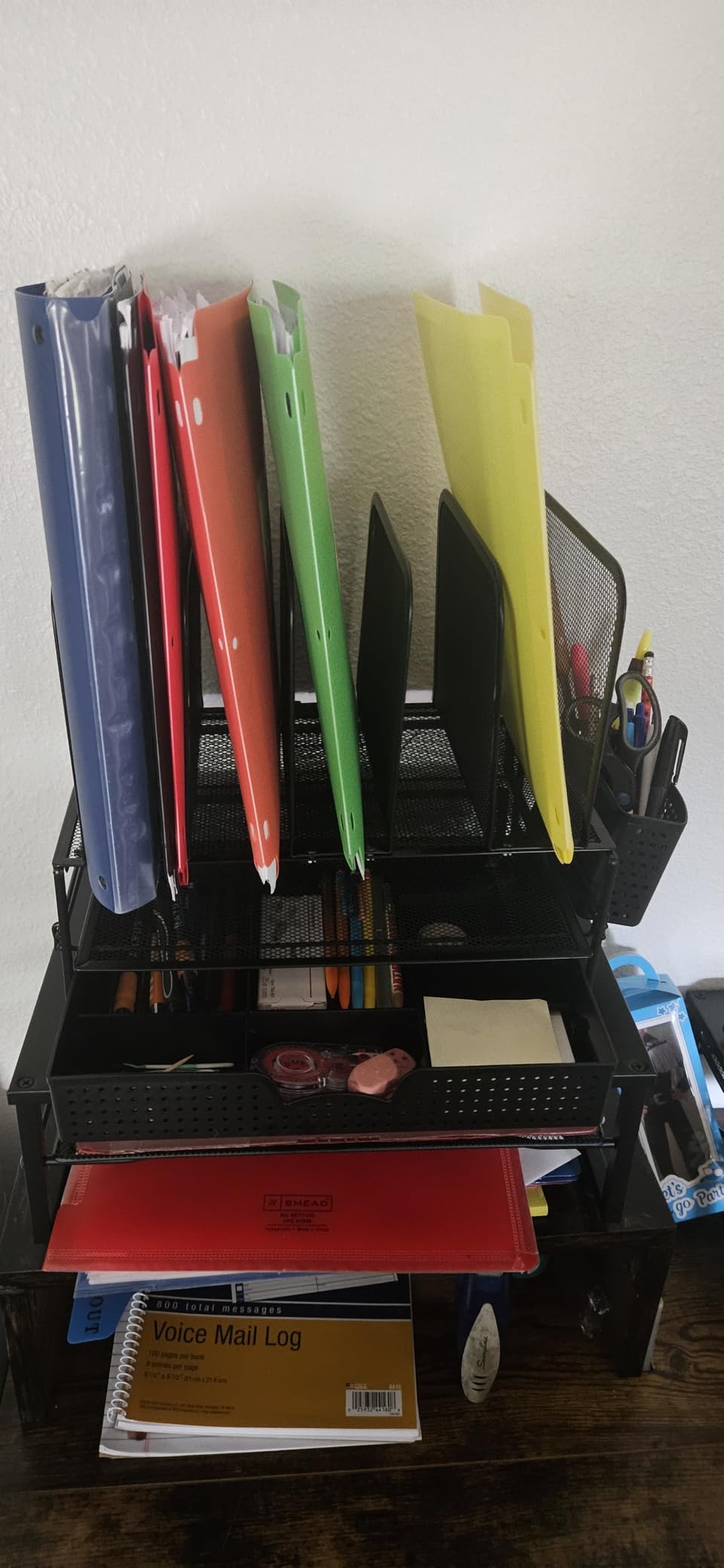 Simple Houseware Desk File Organizer for Office Supplies w/Drawer, Black customer photo 2