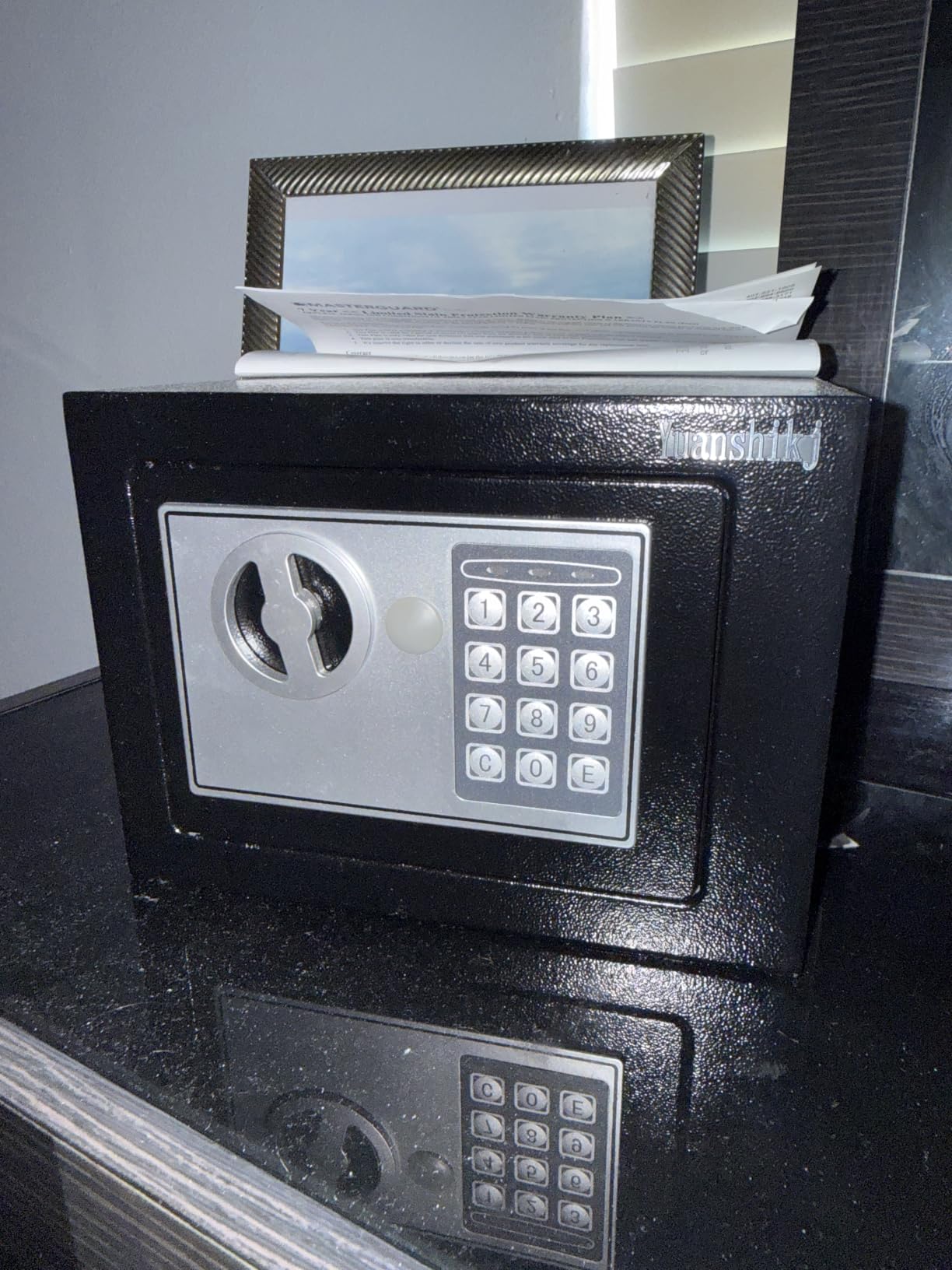 Yuanshikj Small Steel Security Safe Box with Keypad,Key;0.23 CuFt, Black customer photo 2