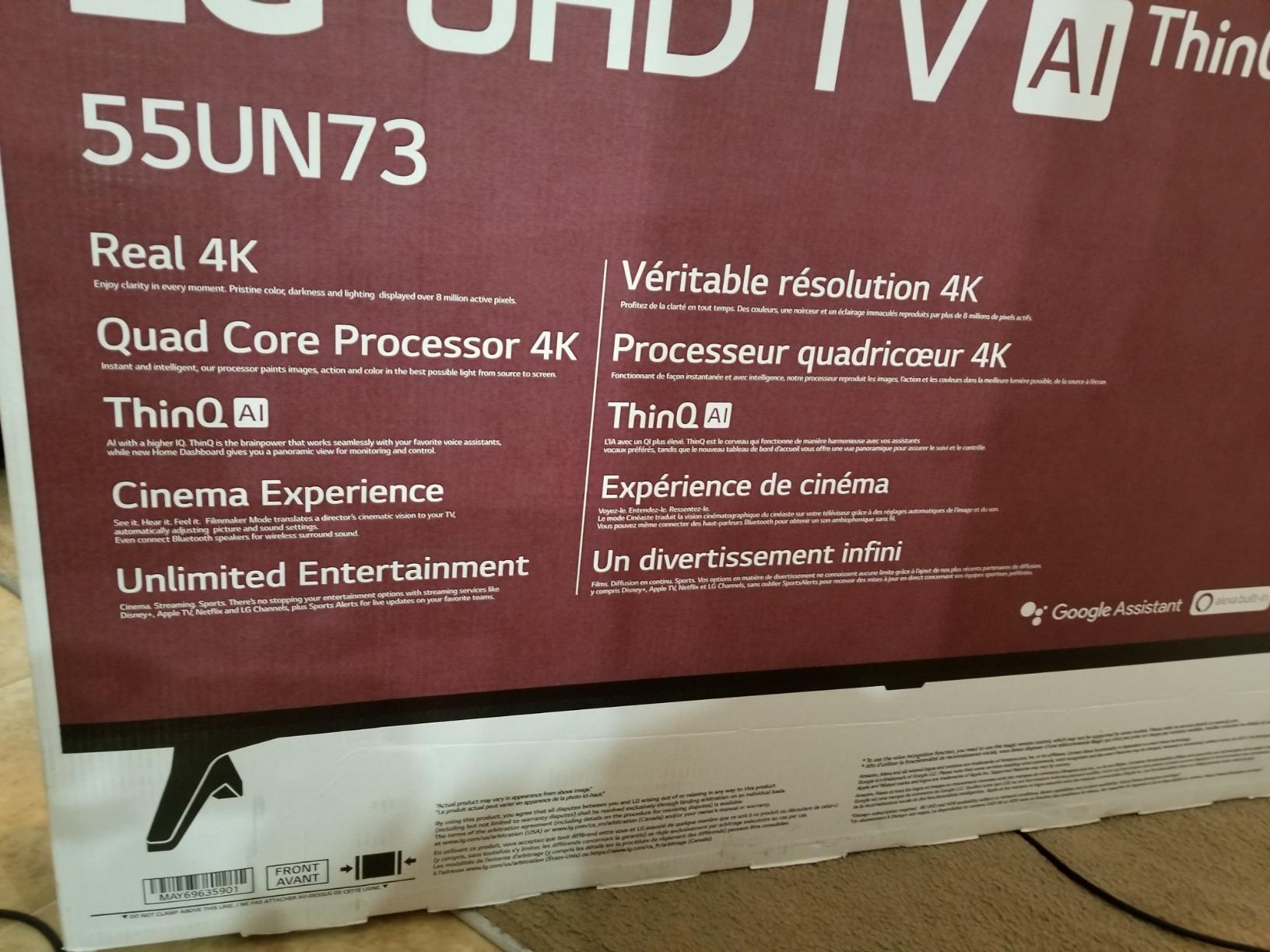 LG UN73 Series 55” Alexa Built-in, 4K UHD IPS Smart TV, Bluetooth Surround Ready, Apple Airplay 2, webOS with Magic Remote (55UN7300PUF, 2020) customer photo 1