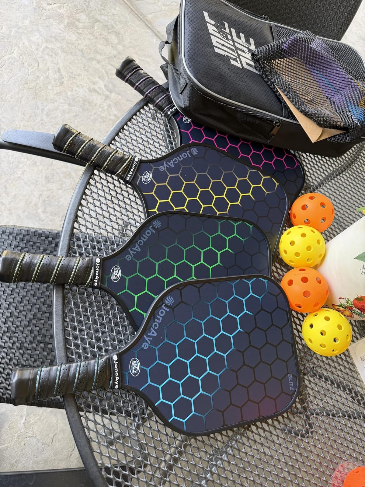 JoncAye Pickleball Paddles Set of 4 or 2 Fiberglass Rackets USAPA Approved customer photo 1