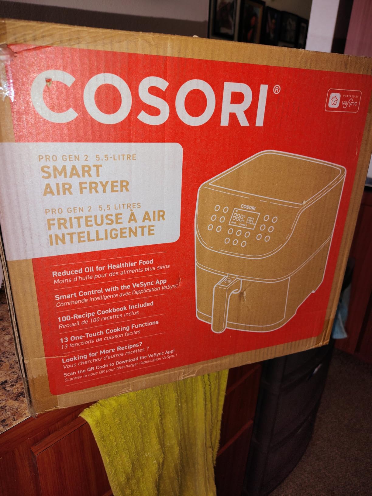COSORI Pro Gen 2 Air Fryer 5.8QT, Upgraded Version with Stable Performance & Sleek New Look, 13 One Touch Functions, 100 Paper & 1100 Online Recipes, Dishwasher-Safe Detachable Square Basket, Black customer photo 2
