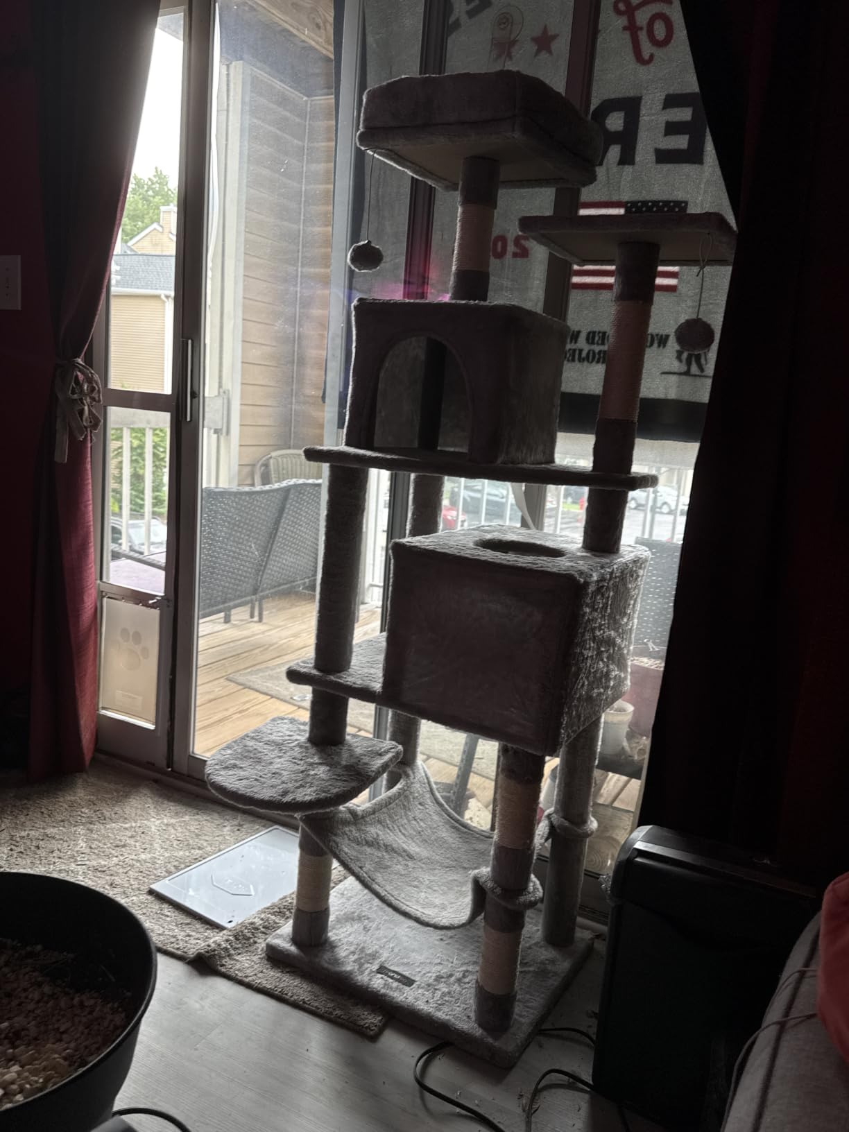 Feandrea Cat Tree, 59.5-Inch Tall Cat Tower, Multi-Level Condo, Light Gray customer photo 2