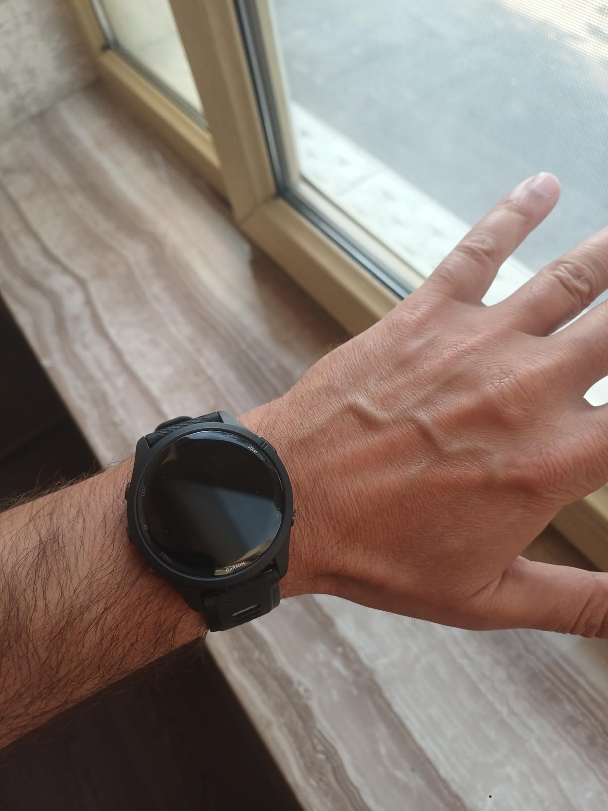 Garmin Forerunner® 265, Running Smartwatch, 46mm, Whitestone/Tidal Blue customer photo 1