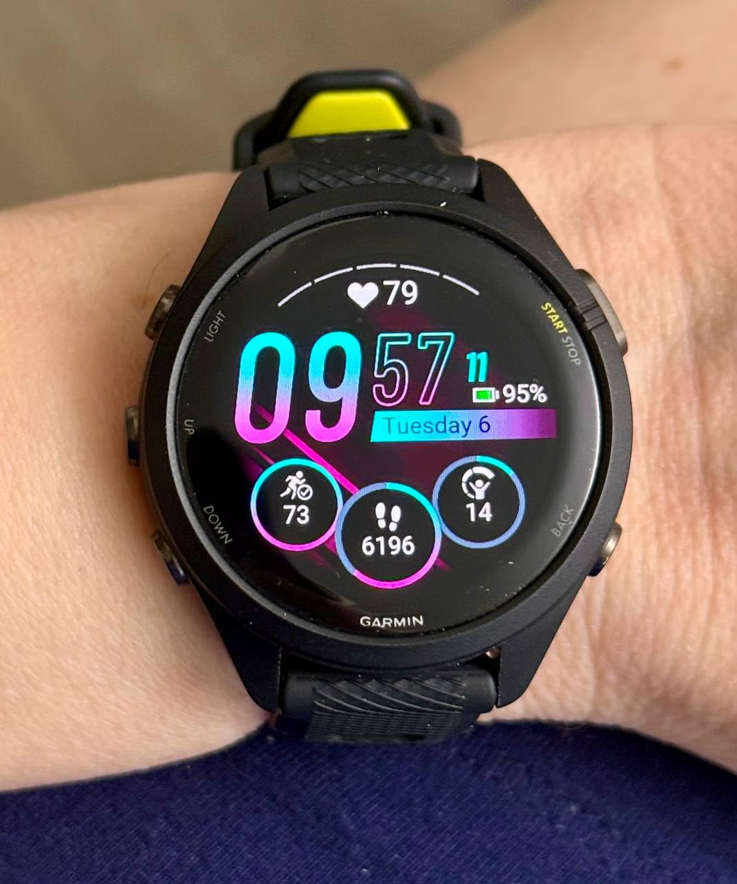 Garmin Forerunner® 265, Running Smartwatch, 46mm, Whitestone/Tidal Blue customer photo 2