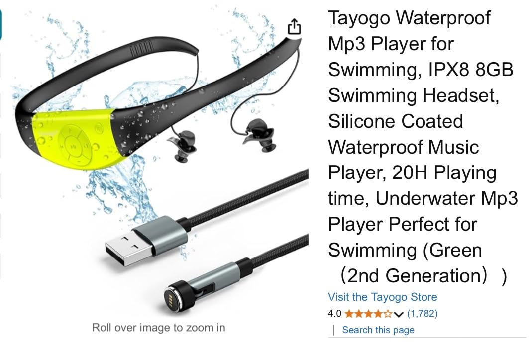 Tayogo W18 Swimming Headphones, IPX8 Waterproof Earbuds for Swimming with 32GB MP3 Player, Bluetooth 5.4, FM Radio & T6 Receiving Mode, in-Ear Underwater Headphones for Lap Swimming customer photo 2