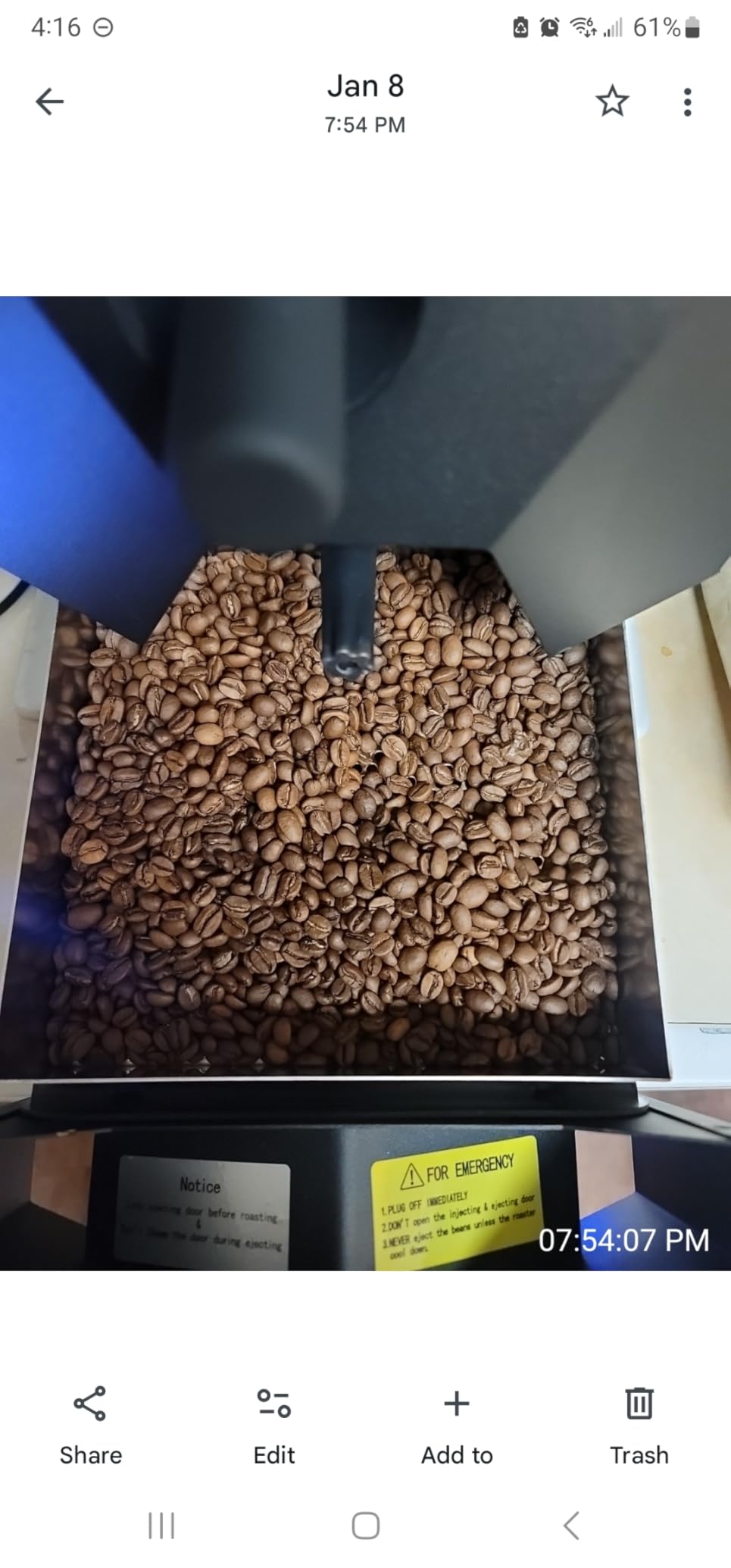 Electric Coffee Bean Roaster Machine, Smokeless Drum Roasting, for Home&Commercial Automatic Baking customer photo 1