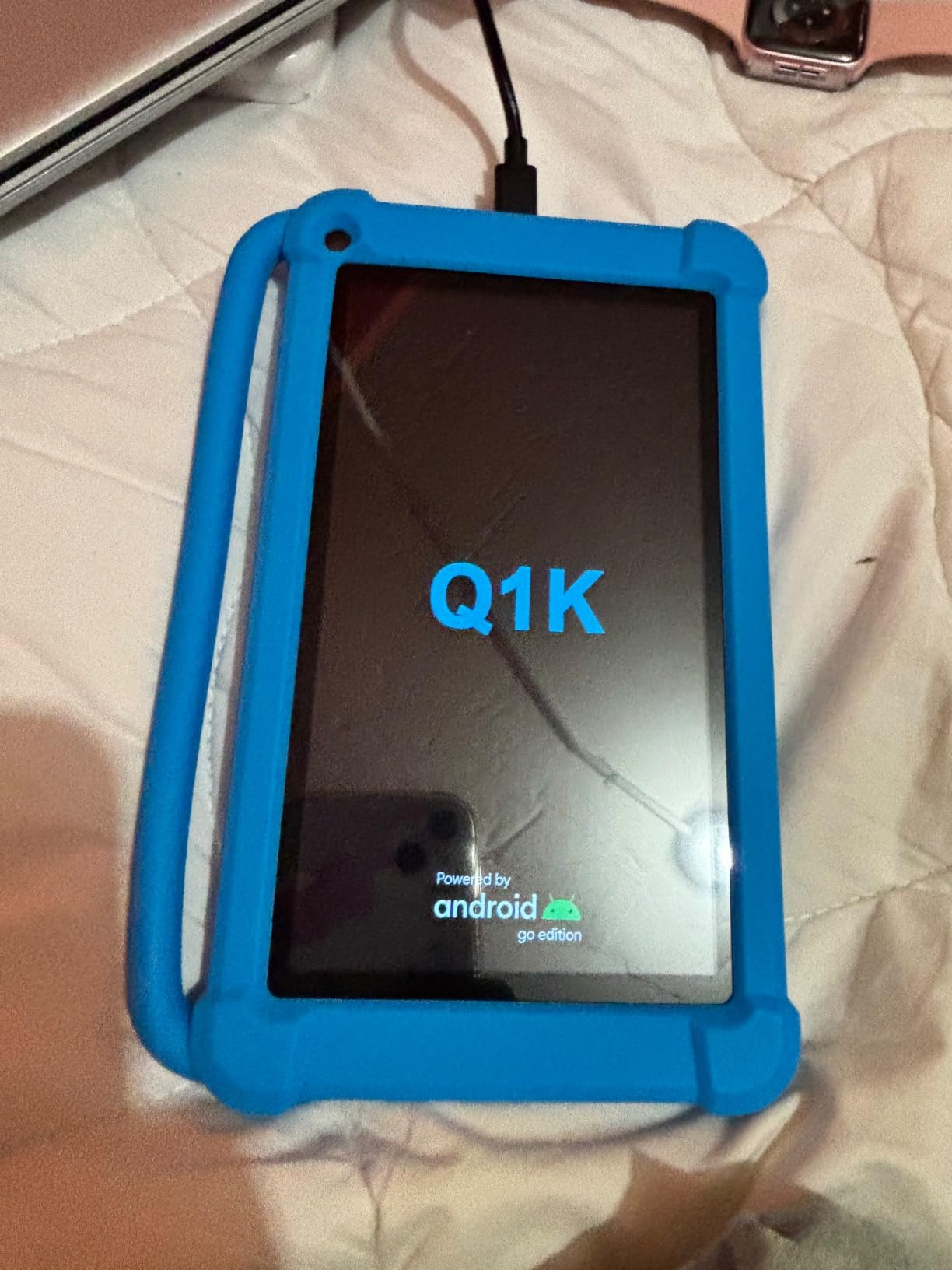 YQSAVIOR Kids Tablets, Android 12 Tablet for Kids, 4GB RAM 32GB ROM Toddler Tablet 7 inch IPS Screen, Parental Control, 2+5MP Dual Camera, Shockproof Case for Educational Games, Blue customer photo 2