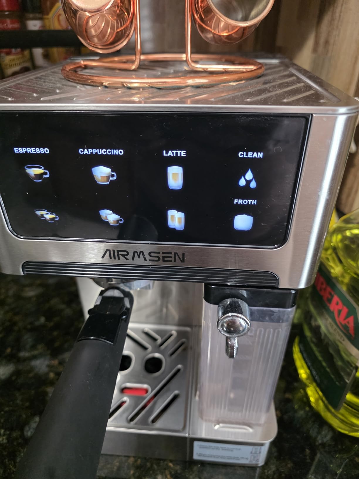 AIRMSEN 20 Bar Espresso Machine with Automatic Milk Frother, Cappuccino & Latte Coffee Maker with Quick Brew Dual Boiler (1350W + 1000W), Stainless Steel, 60oz Water Tank, Touchscreen customer photo 2