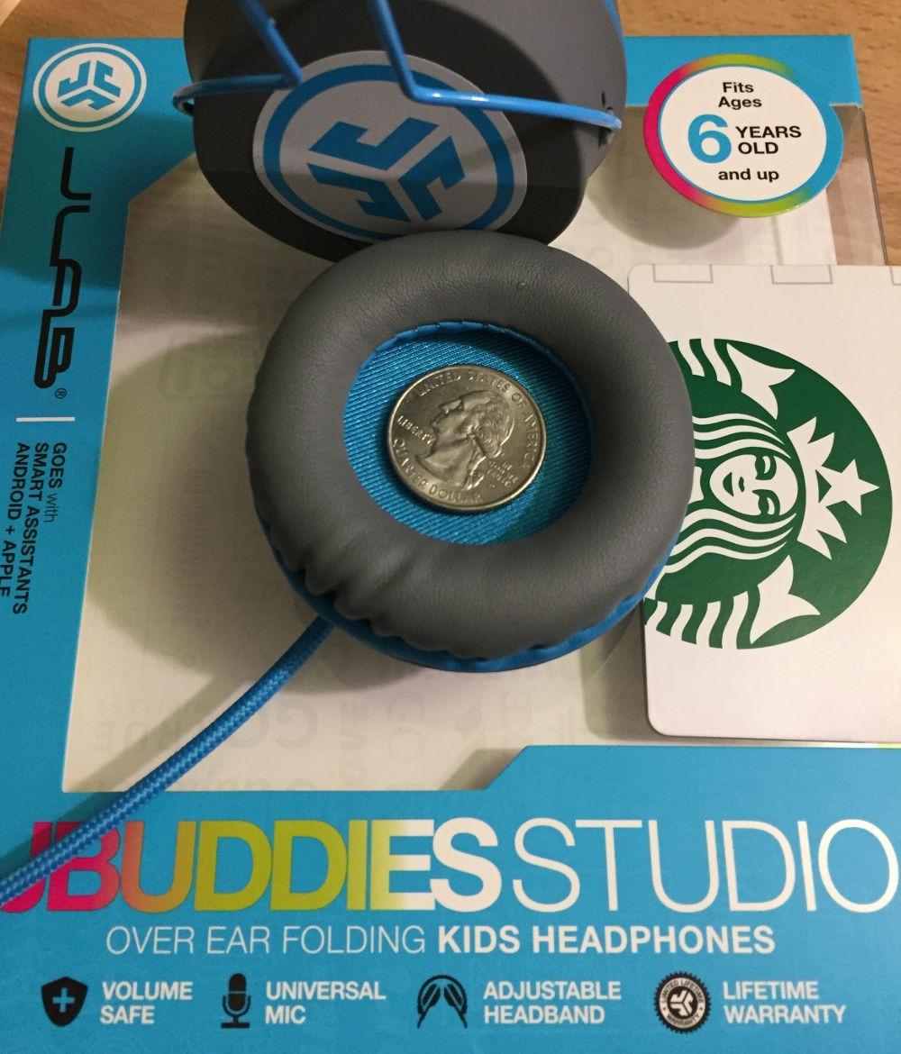 JLab JBuddies Studio Kids on-Ear Wired Headphones with mic, Volume Limiter, Folding, Adjustable, Noise Isolation, Blue/Green customer photo 1