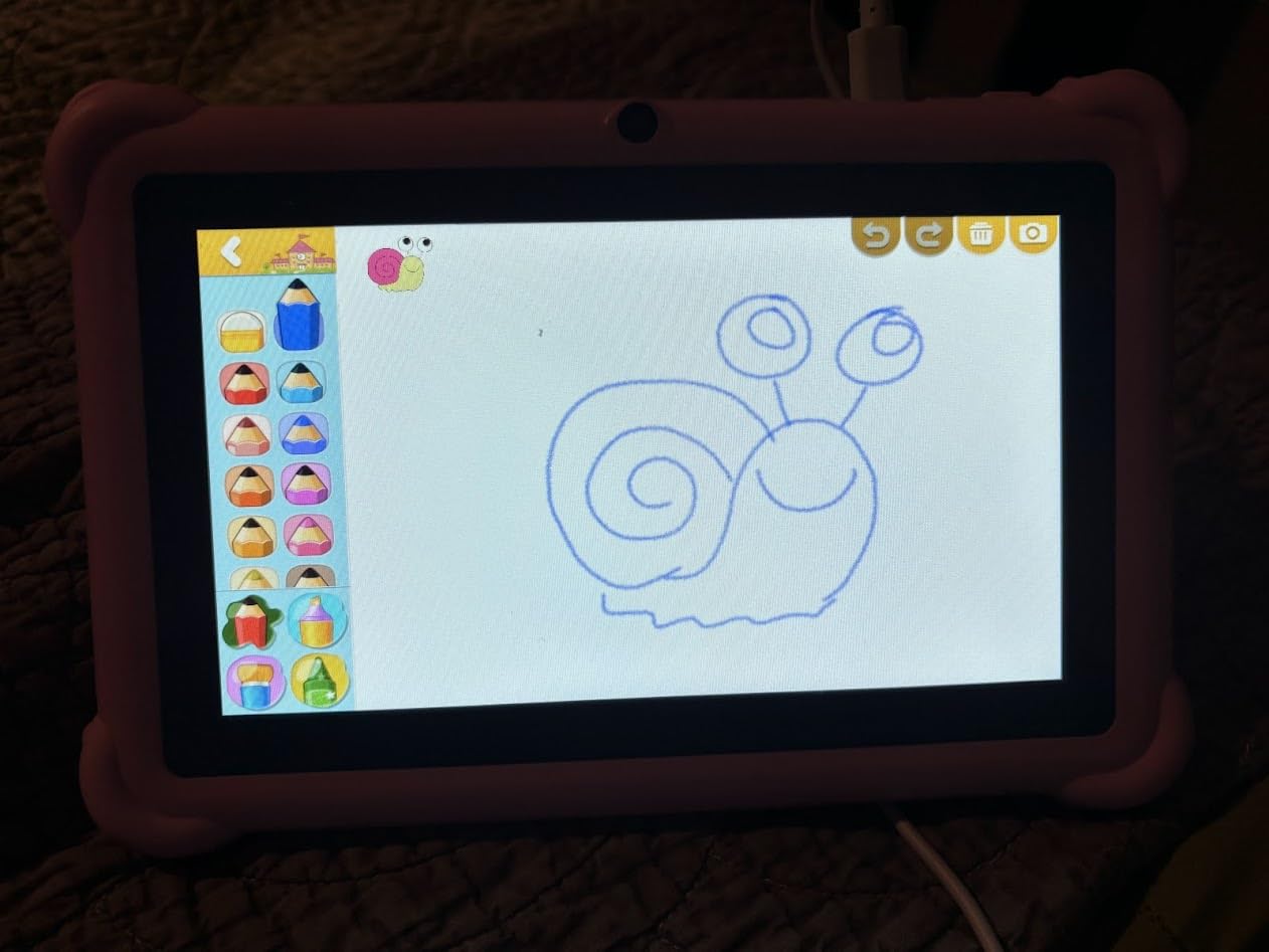 7-inch Kids Tablet for Toddlers, Android 12, 4GB RAM, 32GB ROM, WiFi, Bluetooth, Safe Eye Protection IPS Screen, Parental Controls, Dual Camera, Transparent Case for Education & Gaming (Purple) customer photo 1