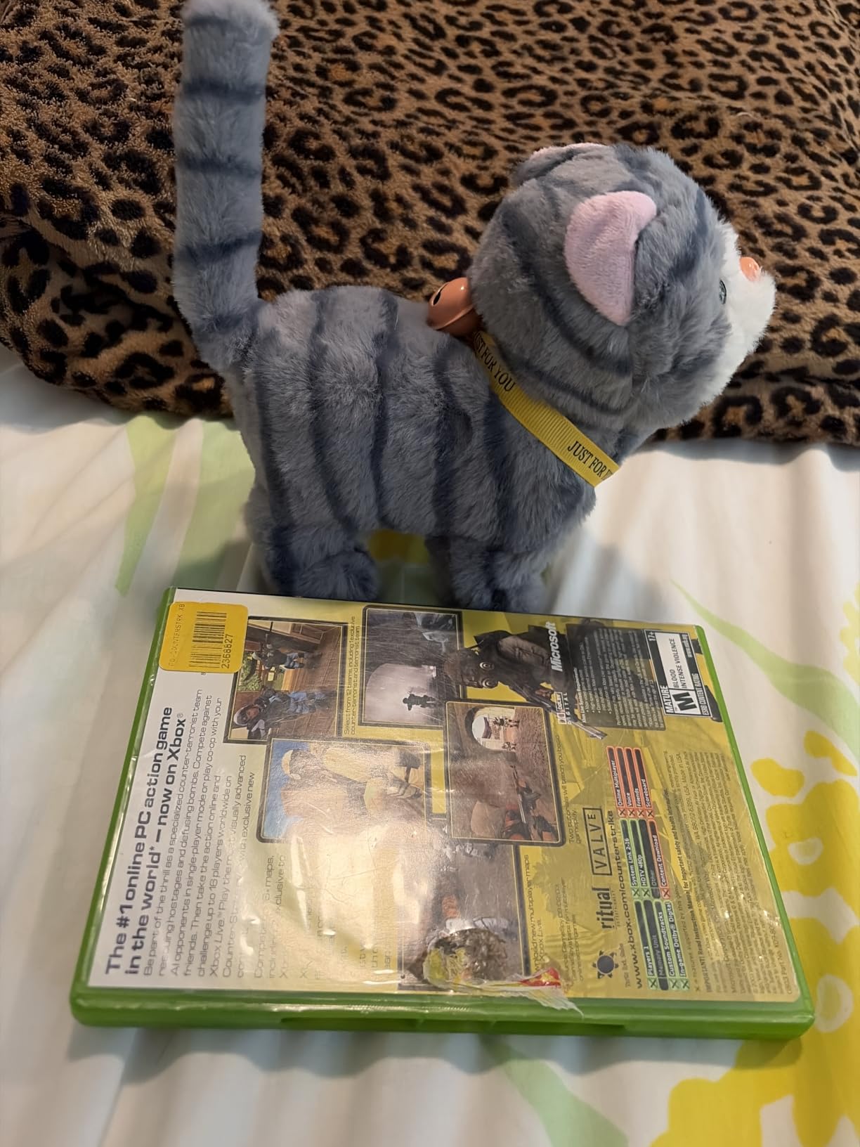 Hopearl Walking Gray Tabby Cat Interactive Electronic Pet Plush Kitty Toy with Sounds and Movements Animated Meow Shake Head Wiggle Tail Gifts for Toddlers Birthday, Gray, 7'' customer photo 2
